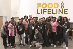 Alpha Kappa Alpha in the Hunger Solution Center Lobby